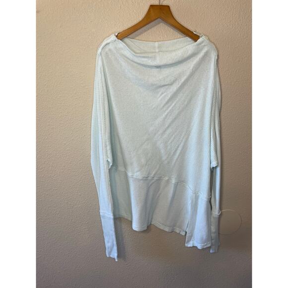 Free People Boho Light Blue Dolman Long Sleeve Ribbed Off The Shoulder Top Med - Picture 3 of 11